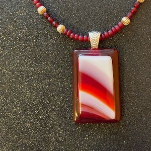 Peppermint Fused Glass Pendant and Necklace
